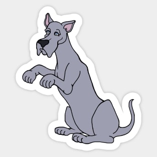 Gray Begging Great Dane Dog Sticker